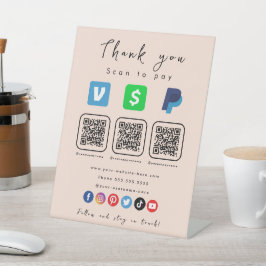 Soft Peach Multi QR Code Paypal Venmo Cash App Sockelschild