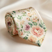 Soft Peach Rose Floral Krawatte