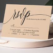 Soft Peach Simple Script Wedding RSVP Card Karte