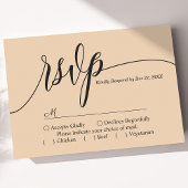 Soft Peach Simple Script Wedding RSVP Card Karte