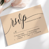 Soft Peach Simple Script Wedding RSVP Card Karte