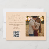 Soft Peach Wedding 2 Foto QR Code Elegantes Skript Save The Date (Rückseite)