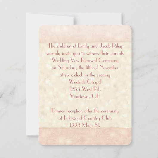Soft Peach Wedding Vow Erneuerung Einladung (Rückseite)