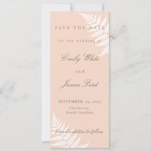 Soft Peach White Fern 4x9,25 Einfach Elegant Save The Date