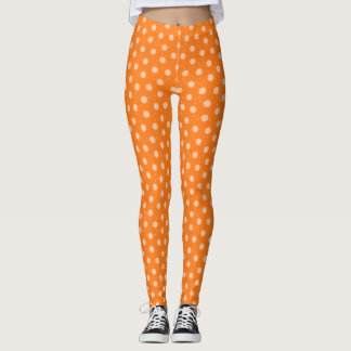 Soft Peachy Beige Flowers on Orange Background  Leggings