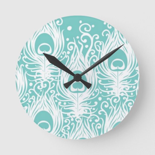 Soft peacock feathers runde wanduhr (Vorderseite)