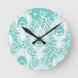 Soft peacock feathers runde wanduhr