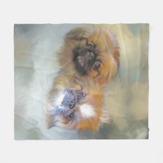 Soft Pekingese Duo Fleecedecke (Vorderseite (Horizontal))