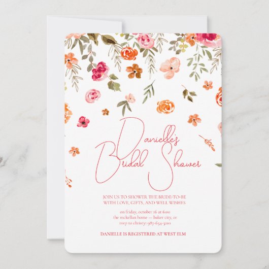 Soft Petal Rain Bridal Shower Invitation Einladung (Vorderseite)