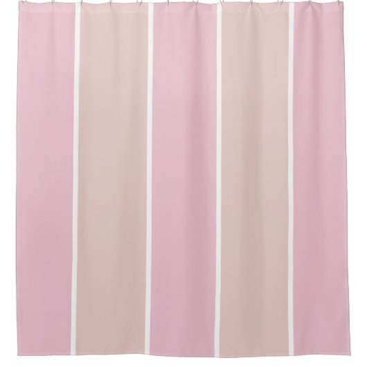 Soft Pink and Beige Vertical Stripe Pattern Duschvorhang (Vorderseite)