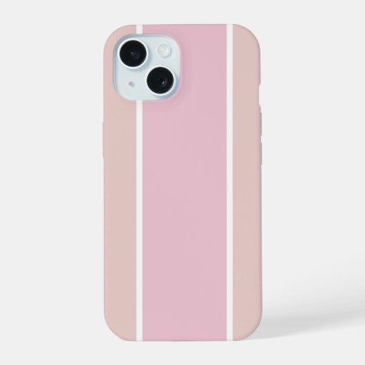 Soft Pink and Beige Vertical Stripe Pattern iPhone 15 Hülle (Rückseite)