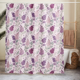 Soft Pink and Purple Lilac Floral Pattern Duschvorhang