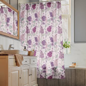 Soft Pink and Purple Lilac Floral Pattern   Duschvorhang