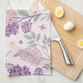 Soft Pink and Purple Lilac Floral Pattern Geschirrtuch