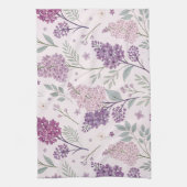 Soft Pink and Purple Lilac Floral Pattern Geschirrtuch (Vertikal)