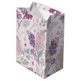 Soft Pink and Purple Lilac Floral Pattern Mittlere Geschenktüte