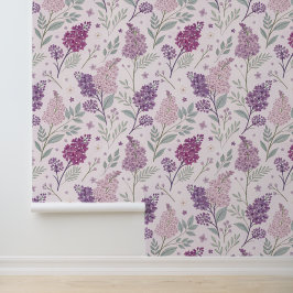 Soft Pink and Purple Lilac Floral Pattern Tapete