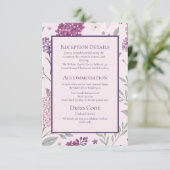 Soft Pink and Purple Lilac Floral Wedding  Begleitkarte (Stehend Vorderseite)