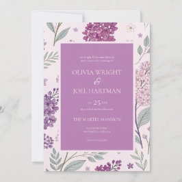 Soft Pink and Purple Lilac Floral Wedding Einladung