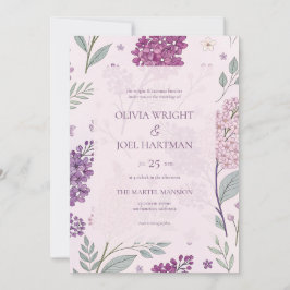 Soft Pink and Purple Lilac Floral Wedding Einladung