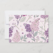 Soft Pink and Purple Lilac Floral Wedding RSVP Karte (Rückseite)