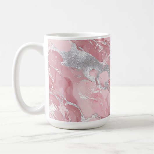 Soft Pink and Silver Marble-Like Pattern Kaffeetasse (Links)