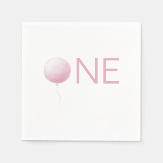 Soft Pink Balloon Modern Girl First Birthday Party Serviette (Vorderseite)