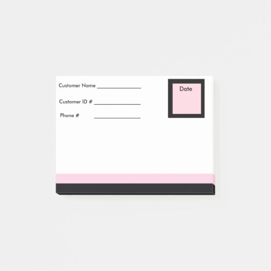 Soft Pink & Black Border Post-it® Notes- Info. Post-it Klebezettel (Vorderseite)