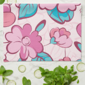 Soft Pink Bloom Floral Pattern Custom Name Geschirrtuch (Gefaltet)