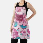 Soft Pink Bloom Floral Pattern Custom Name Schürze (InSitu)