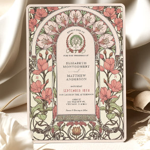 Soft Pink Blooms Art Nouveau Wedding Einladung