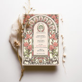 Soft Pink Blooms Art Nouveau Wedding Einladung