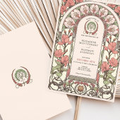 Soft Pink Blooms Art Nouveau Wedding Einladung