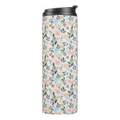 Soft Pink Blue Ditsy Flower Print Thermosbecher (Nach links gedreht)