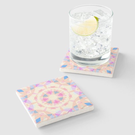 Soft Pink Blue Magic Star Halloween Rainbow Deco Steinuntersetzer (Seitenansicht)