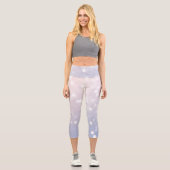 Soft Pink Blue Pastellfarben funkelnd Buke Abstrak Capri Leggings (Vorderseite)