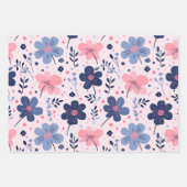 Soft Pink Blue Wildflower Meadow Aesthetic Geschenkpapier Set (Vorderseite)