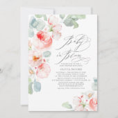 Soft Pink Blume Elegante Boho Girl Babydusche Einladung (Vorderseite)