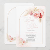Soft Pink Blume Elegante Boho Girl Babydusche I Einladung (Vorne/Hinten)