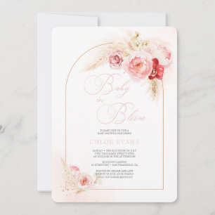 Soft Pink Blume Elegante Boho Girl Babydusche I Einladung