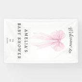 Soft Pink Blush Bow Baby Girl Shower Banner (Horizontal)