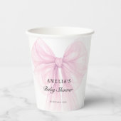 Soft Pink Blush Bow Baby Girl Shower Pappbecher (Vorderseite)