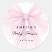 Soft Pink Blush Bow Baby Girl Stickers (Vorderseite)