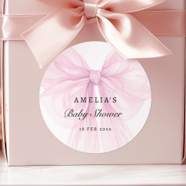 Soft Pink Blush Bow Baby Girl Stickers