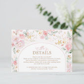 Soft Pink Blush Floral Roses Greenery Details Begleitkarte (Stehend Vorderseite)