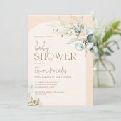Soft pink boho Arch Baby Dusche Party Einladung (Stehend Vorderseite)