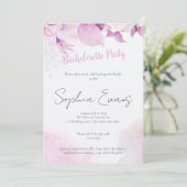 Soft Pink Boho Floral Wedding Junggeselinnen-Absch Einladung (Stehend Vorderseite)