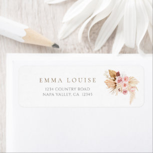 Soft Pink Boho Pampas Grass Address Label