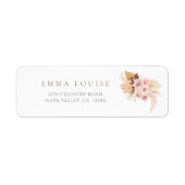 Soft Pink Boho Pampas Grass Address Label (Vorne)