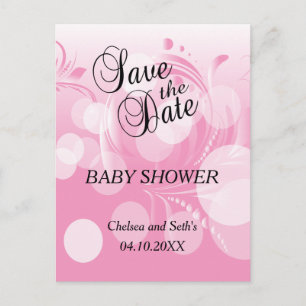 Soft Pink Bokeh Florid   Baby Girl Shower Ankündigungspostkarte